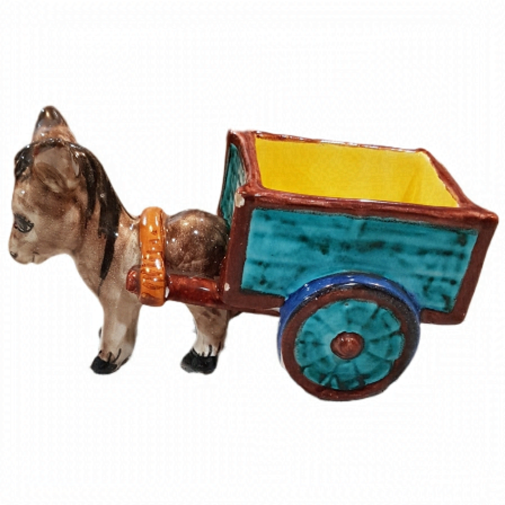 Vintage Made In Italy Pottery Donkey and Cart Planter